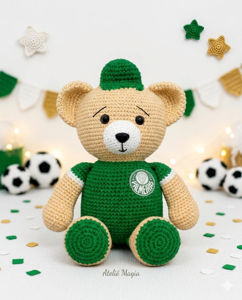 VR-SP - Ursinho do Palmeiras de Crochê